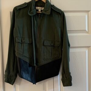 Dakota Collective Green and Black Army With Leather Jacket NWT